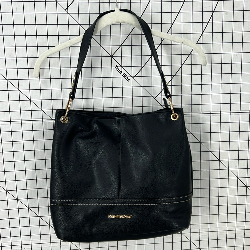 Montana West black leather, textured shoulder purse
